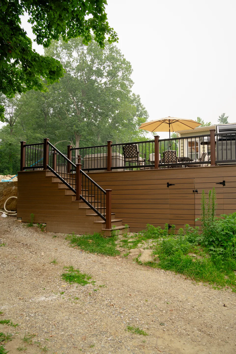Composite deck and stair run from the drive — Exterior Services LLC, Danbury, CT