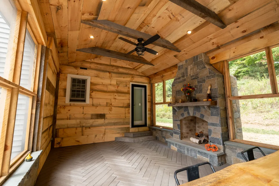 Pavilion interior — timber frame and stone — Exterior Services LLC, Danbury, CT