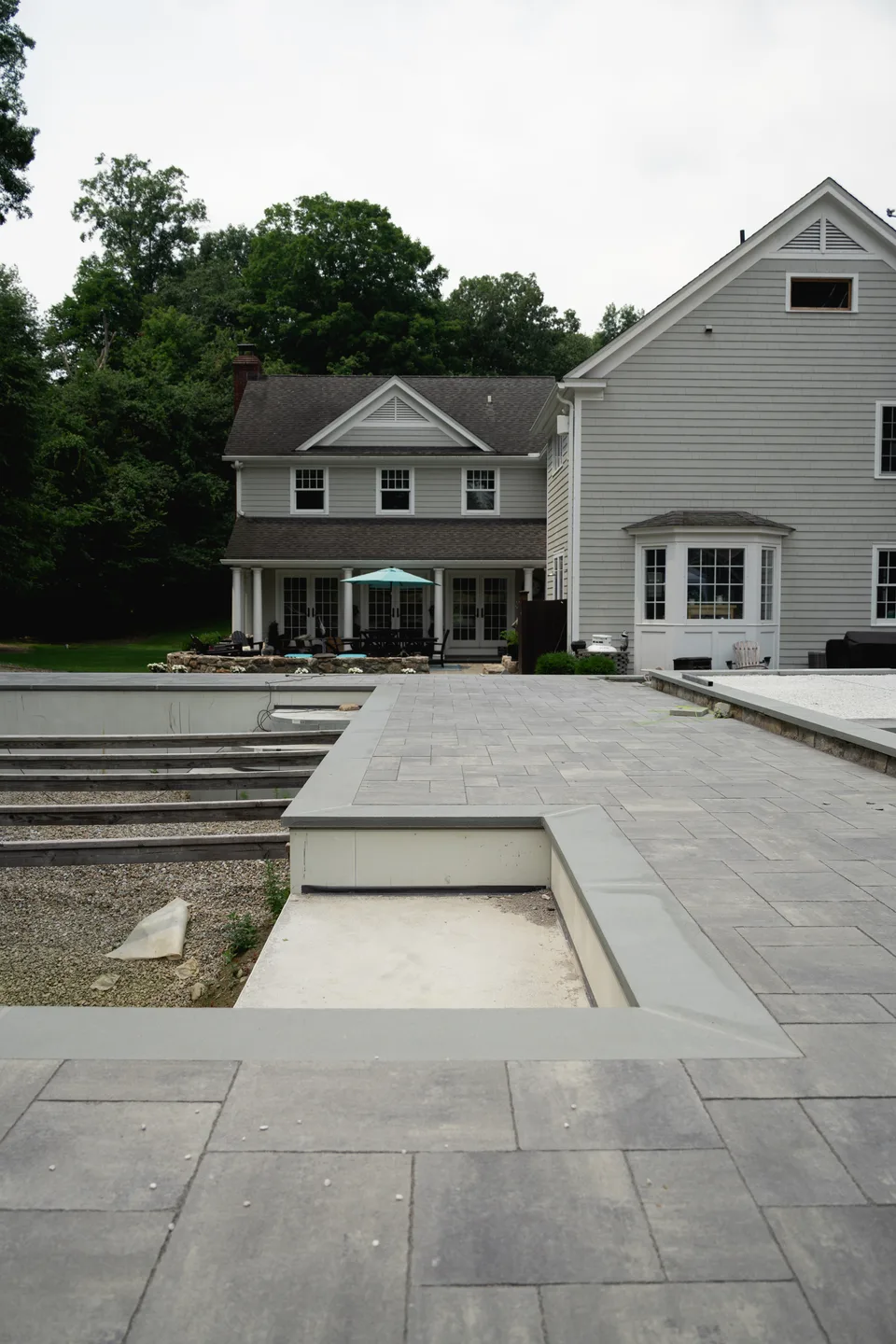 Empty pool shell and new deck, mid-build — Exterior Services LLC, Bethel, CT