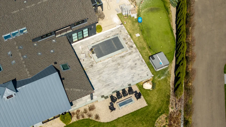Aerial top-down — terrace and seating — Exterior Services LLC, Norwalk, CT