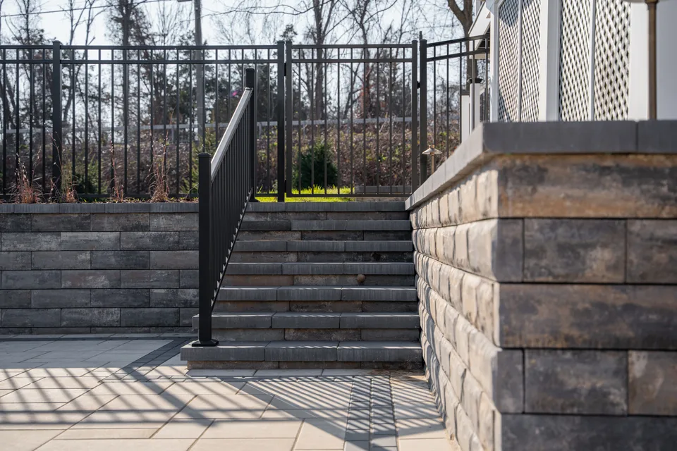 Block retaining wall and stair run — Exterior Services LLC, Stormville, NY