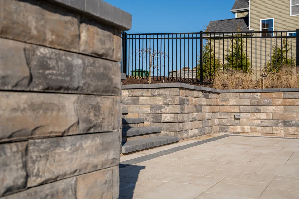 Block retaining wall and stair — Exterior Services LLC, Stormville, NY