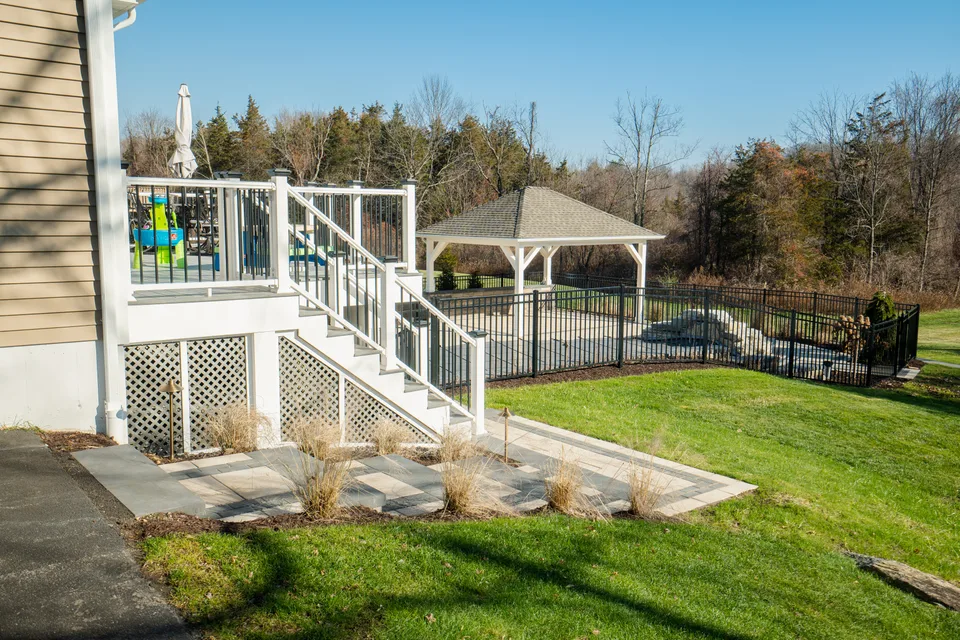 White deck stair and pavilion — Exterior Services LLC, Stormville, NY