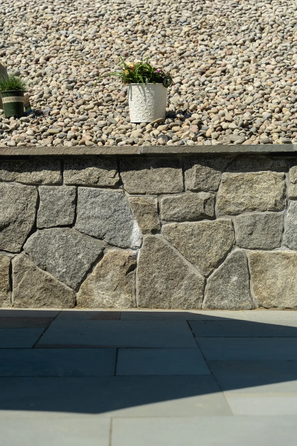Fieldstone wall face and bluestone cap in close detail — Exterior Services LLC, Newtown, CT