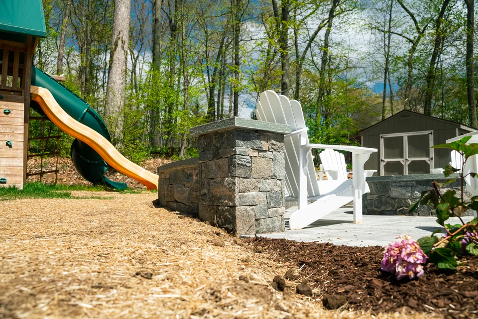 Stone seat wall and cap detail — Exterior Services LLC, Newtown, CT