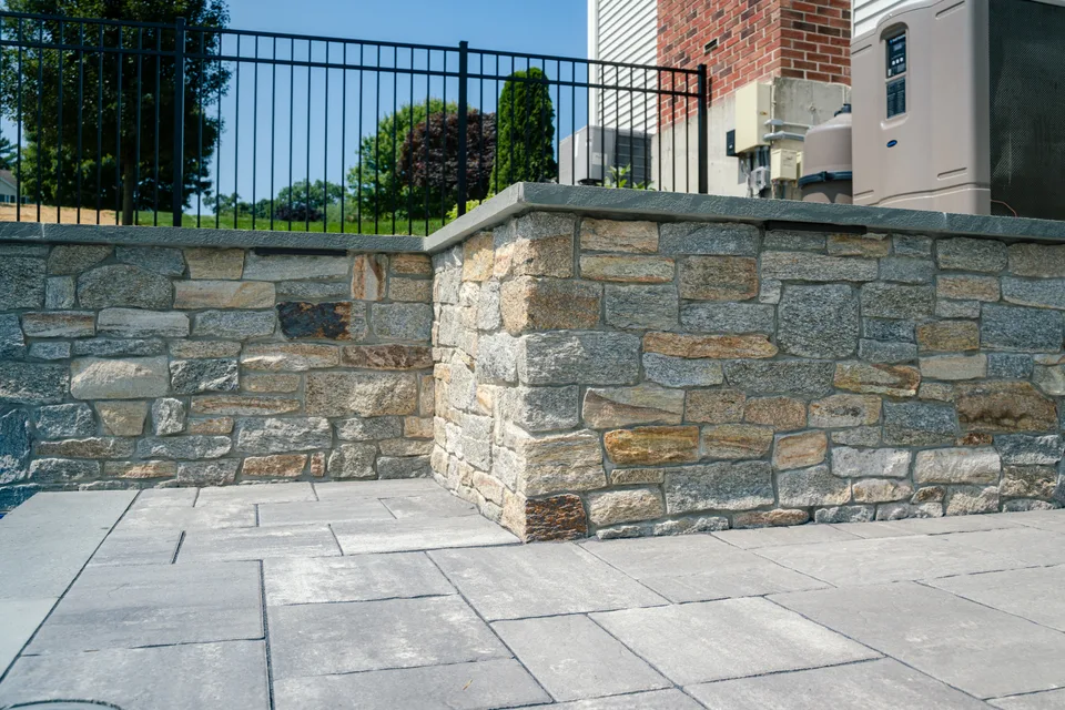 Stone veneer and fence detail — Exterior Services LLC, New Milford