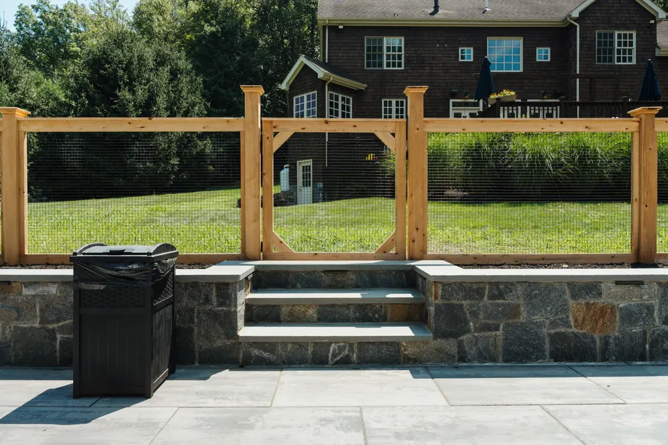 Stone veneer wall and steps at the deck — Exterior Services LLC, Redding, CT