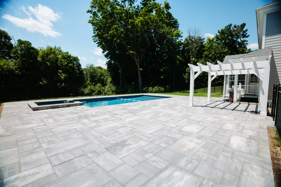 Pool, patio and pergola, wide — Exterior Services LLC, Wilton, CT
