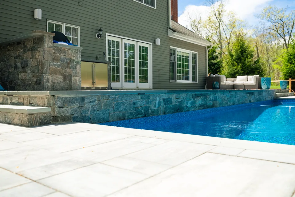 Pool, stone wall and house — Exterior Services LLC, Newtown, CT