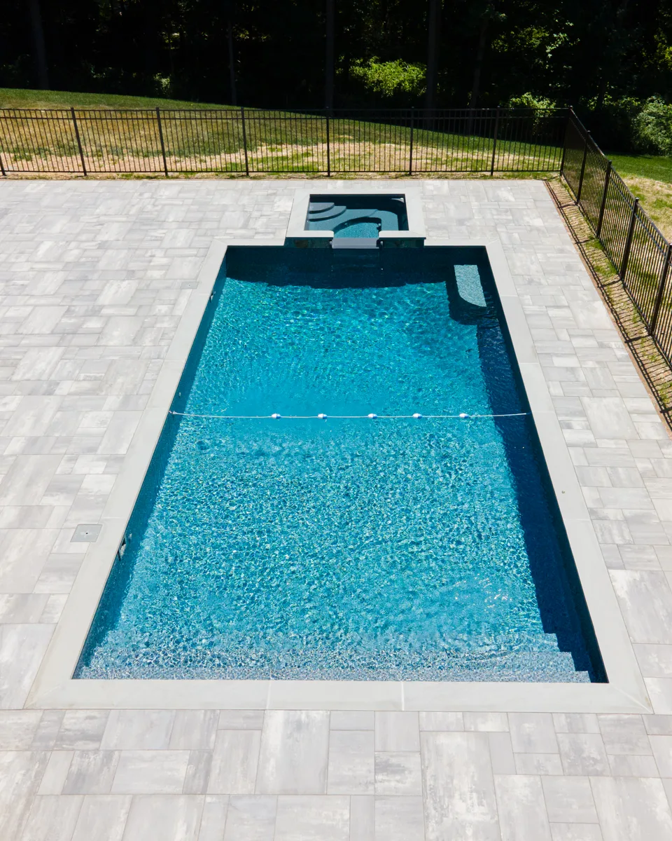 Aerial top-down — pool and spa — Exterior Services LLC, Wilton, CT